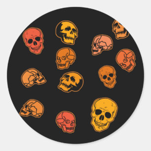 Pattern of Skulls on Black Classic Round Sticker