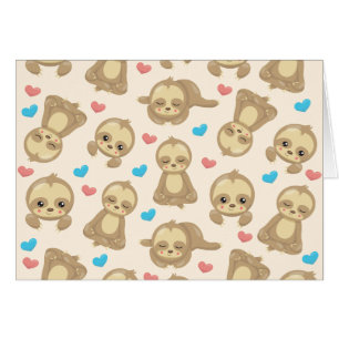 Pattern Of Sloths, Cute Sloths, Hearts