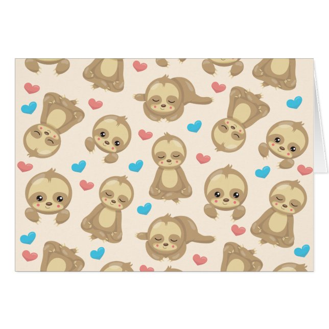 Pattern Of Sloths, Cute Sloths, Hearts (Front Horizontal)