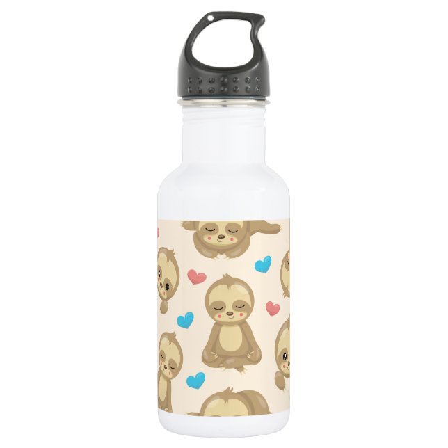 Pattern Of Sloths, Cute Sloths, Hearts 532 Ml Water Bottle (Front)
