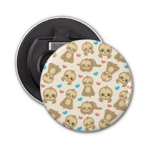 Pattern Of Sloths, Cute Sloths, Hearts Bottle Opener
