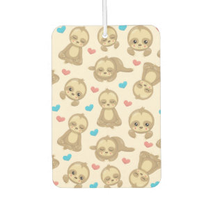 Pattern Of Sloths, Cute Sloths, Hearts Car Air Freshener