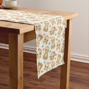 Pattern Of Sloths, Cute Sloths, Hearts Medium Table Runner