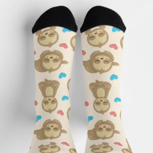 Pattern Of Sloths, Cute Sloths, Hearts Socks