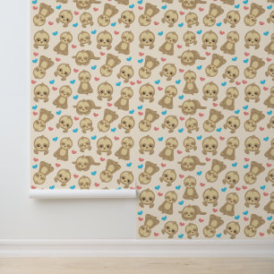 Pattern Of Sloths, Cute Sloths, Hearts Wallpaper