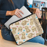 Pattern Of Sloths, Cute Sloths, Hearts, Your Name Laptop Sleeve<br><div class="desc">Cute,  fun and adorable pattern with sloths and hearts. Modern and trendy gift,  perfect for the sloth lover in your life. Personalise by adding your name,  nickname,  monogram or initials.</div>