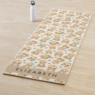 Pattern Of Sloths, Cute Sloths, Hearts, Your Name Yoga Mat