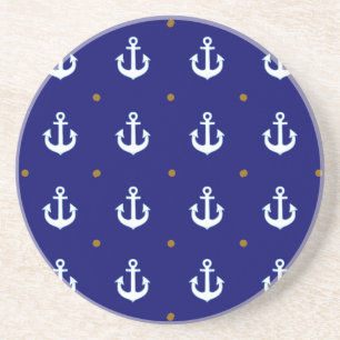 pattern of small white anchors coaster