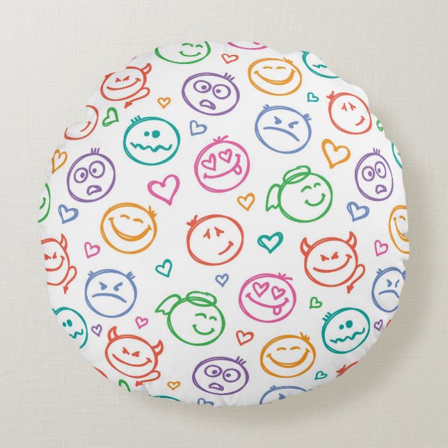 pattern of smiles round cushion (Front)