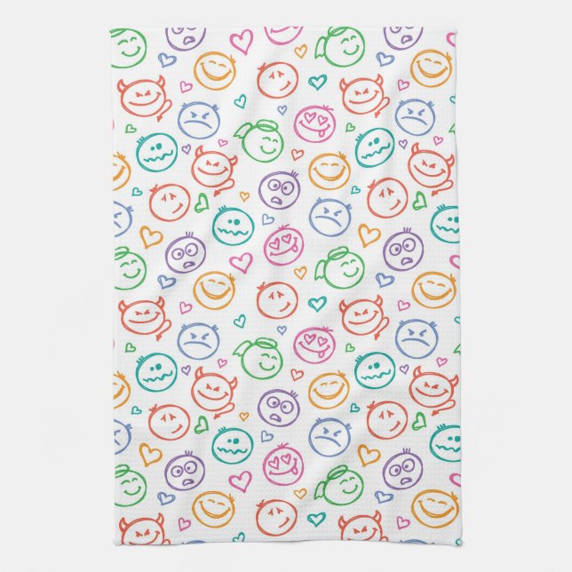 pattern of smiles tea towel (Vertical)