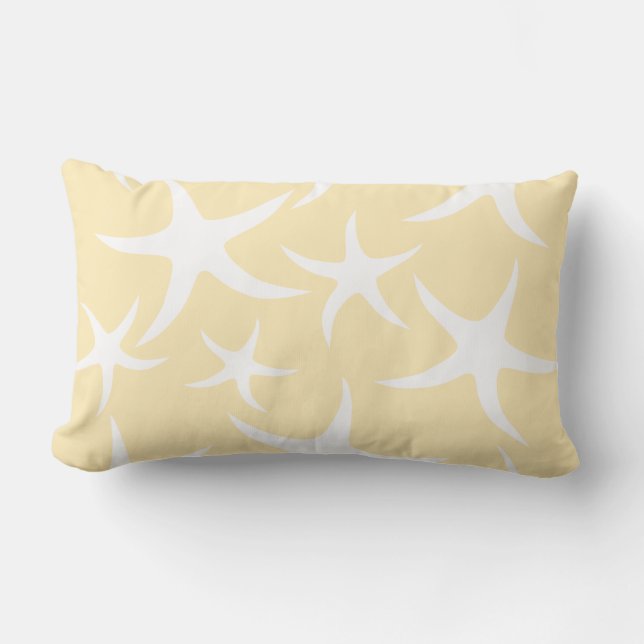 Pattern of Starfish in White and Yellow. Lumbar Cushion (Front)