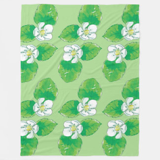pattern of strawberry flowers fleece blanket