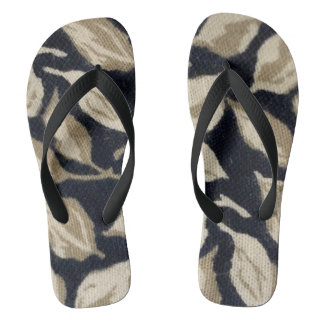 Pattern of stylized leaves flip flops