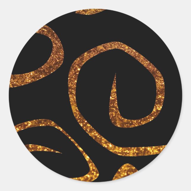 Pattern Of Swirls, Swirl Pattern, Gold Glitter Classic Round Sticker (Front)