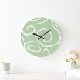 Pattern Of Swirls, Swirl Pattern, Swirling, Green Large Clock