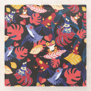 Pattern Of The Lovers Frogs 2 Glass Coaster