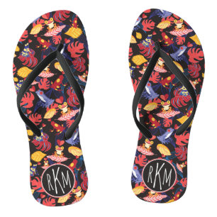 Pattern Of The Lovers Frogs Monogram Flip Flops