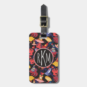 Pattern Of The Lovers Frogs   Monogram Luggage Tag