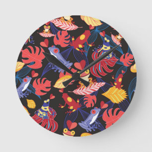 Pattern Of The Lovers Frogs Round Clock