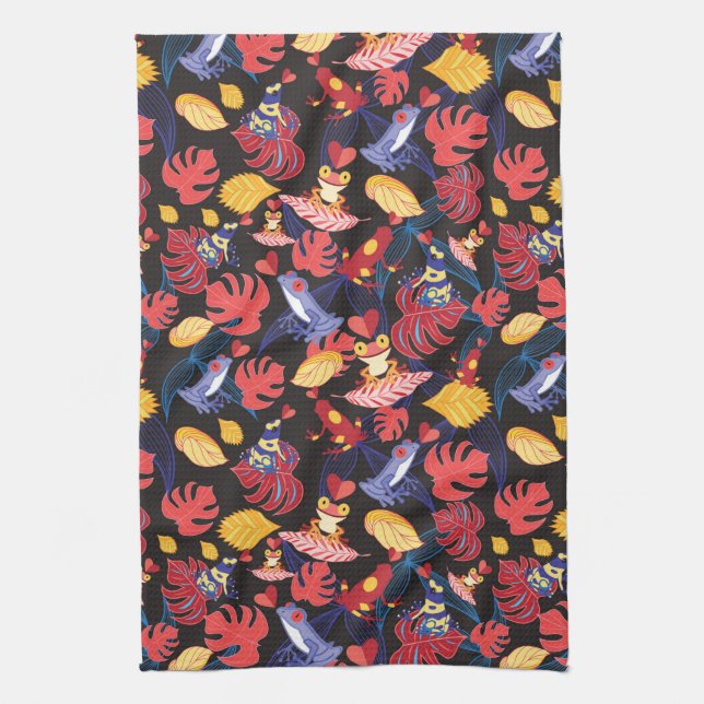 Pattern Of The Lovers Frogs Tea Towel (Vertical)
