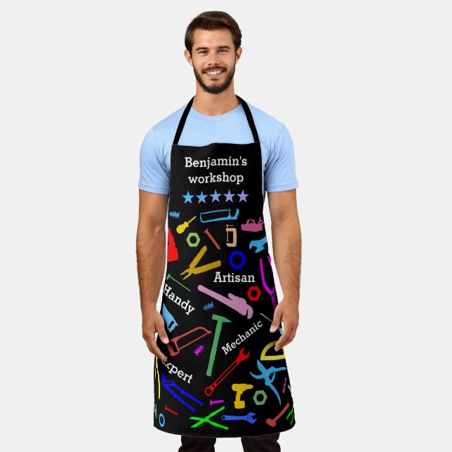 Pattern Of Tools Funny Apron (Worn)