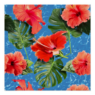 pattern of tropical flowers poster