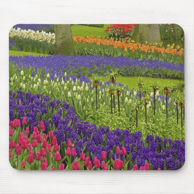 Pattern of tulips hyacinth, and Grape Hyacinth Mouse Mat (Front)