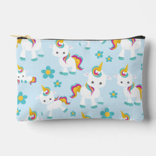 Pattern Of Unicorns, Cute Unicorns, Flowers Accessory Pouch