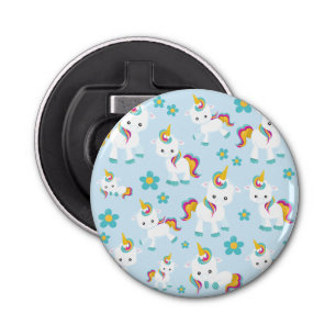 Pattern Of Unicorns, Cute Unicorns, Flowers Bottle Opener