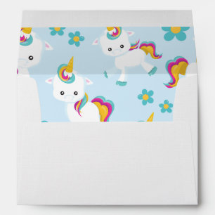 Pattern Of Unicorns, Cute Unicorns, Flowers Envelope