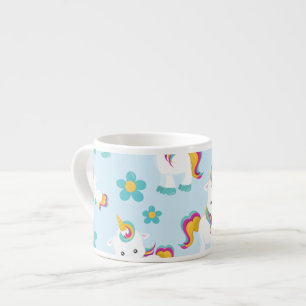 Pattern Of Unicorns, Cute Unicorns, Flowers Espresso Cup