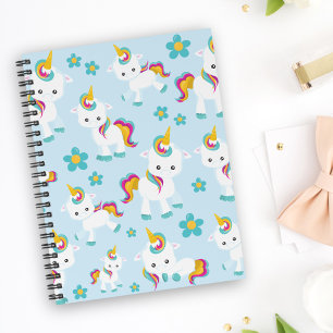 Pattern Of Unicorns, Cute Unicorns, Flowers Notebook