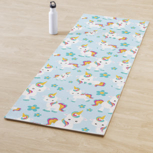 Pattern Of Unicorns, Cute Unicorns, Flowers Yoga Mat