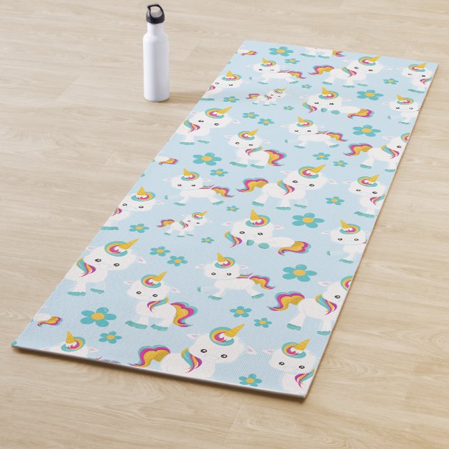 Pattern Of Unicorns, Cute Unicorns, Flowers Yoga Mat (In Situ)