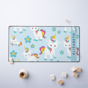 Pattern Of Unicorns, Cute Unicorns, Your Name Desk Mat