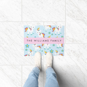 Pattern Of Unicorns, Cute Unicorns, Your Name Doormat