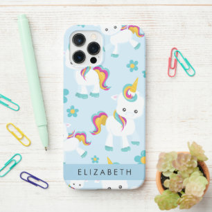 Pattern Of Unicorns, Cute Unicorns, Your Name iPhone 12 Pro Case