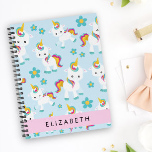 Pattern Of Unicorns, Cute Unicorns, Your Name Notebook