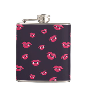 Pattern Of Vampire Lips And Fangs Hip Flask