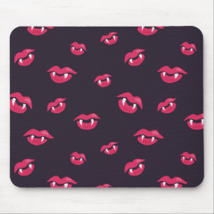 Pattern Of Vampire Lips And Fangs Mouse Mat