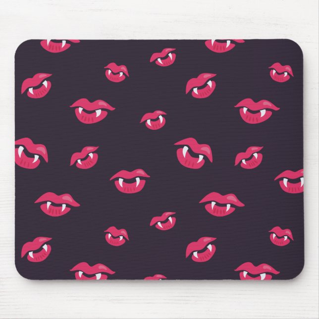 Pattern Of Vampire Lips And Fangs Mouse Mat (Front)