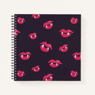 Pattern Of Vampire Lips And Fangs Notebook