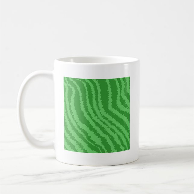 Pattern of Wavy Green Stripes. Coffee Mug (Left)