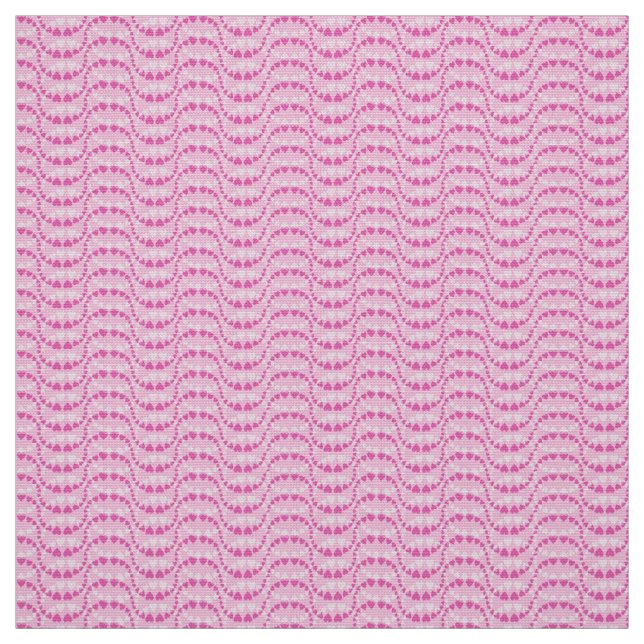 Pattern of Wavy Hearts in pink colour Fabric (Swatch)