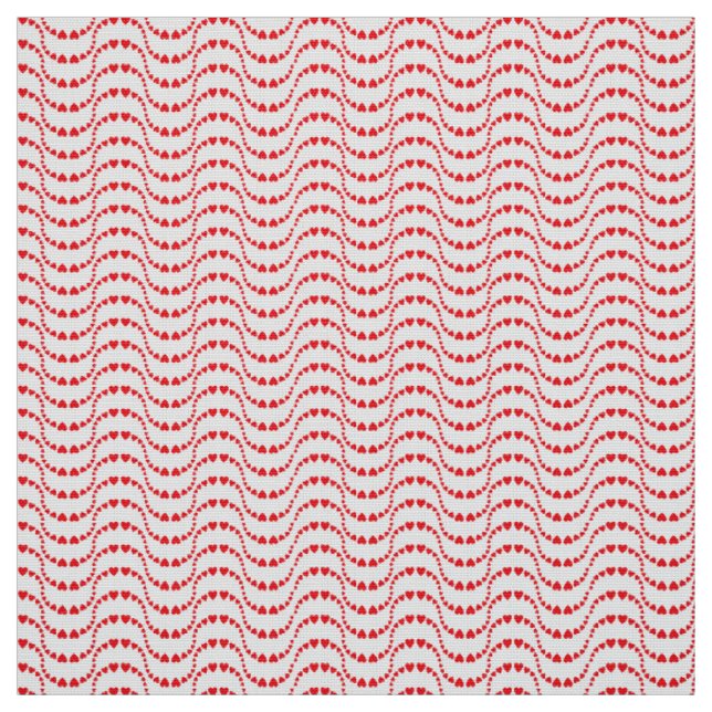 Pattern of Wavy Hearts in red colour Fabric (Swatch)