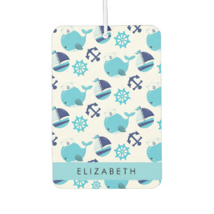 Pattern Of Whales, Blue Whales, Your Name Car Air Freshener