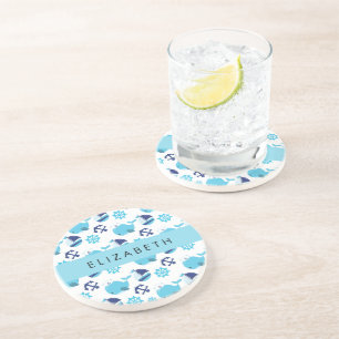 Pattern Of Whales, Blue Whales, Your Name Coaster