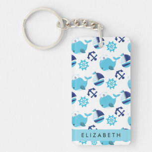 Pattern Of Whales, Blue Whales, Your Name Key Ring