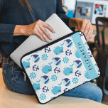 Pattern Of Whales, Blue Whales, Your Name Laptop Sleeve<br><div class="desc">Cute,  fun and adorable pattern with blue whales,  sailing boats and anchors. Modern and trendy gift,  perfect for the whale lover in your life. Personalise by adding your name,  nickname,  monogram or initials.</div>