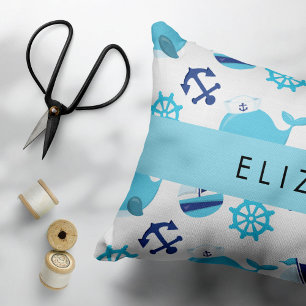 Pattern Of Whales, Blue Whales, Your Name Pillowcase